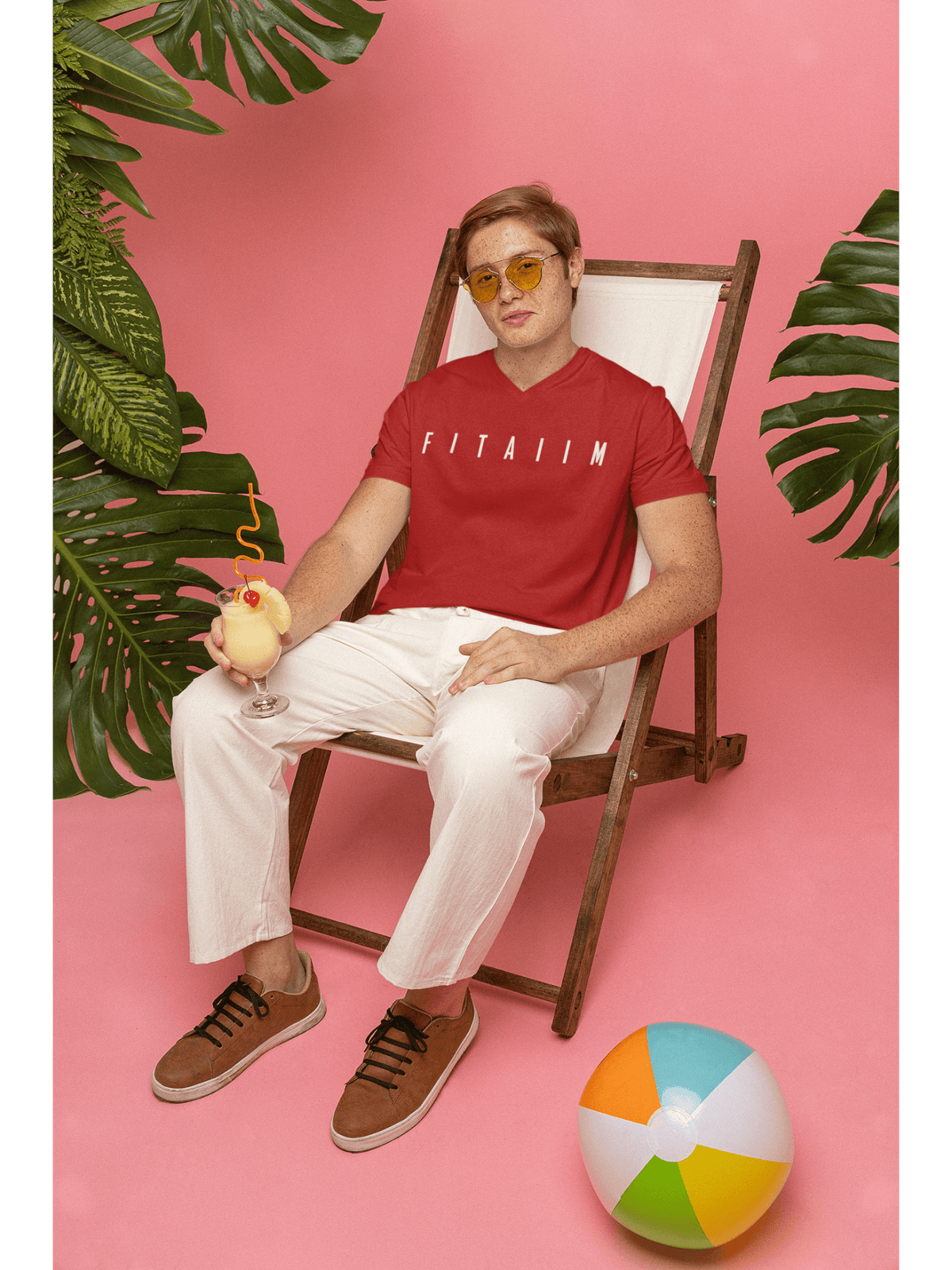 Essential V-Neck T-shirt Red - Fitaiim