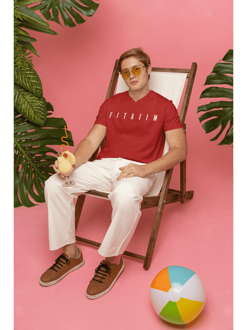 Essential V-Neck T-shirt Red - Fitaiim