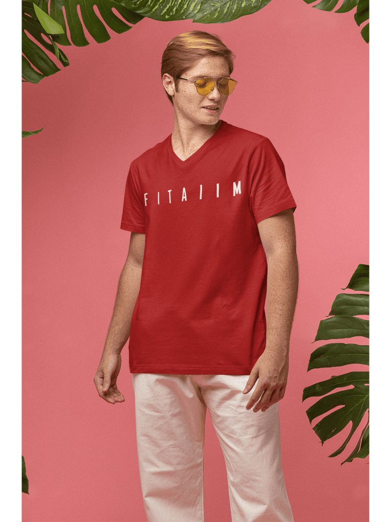 Essential V-Neck T-shirt Red - Fitaiim