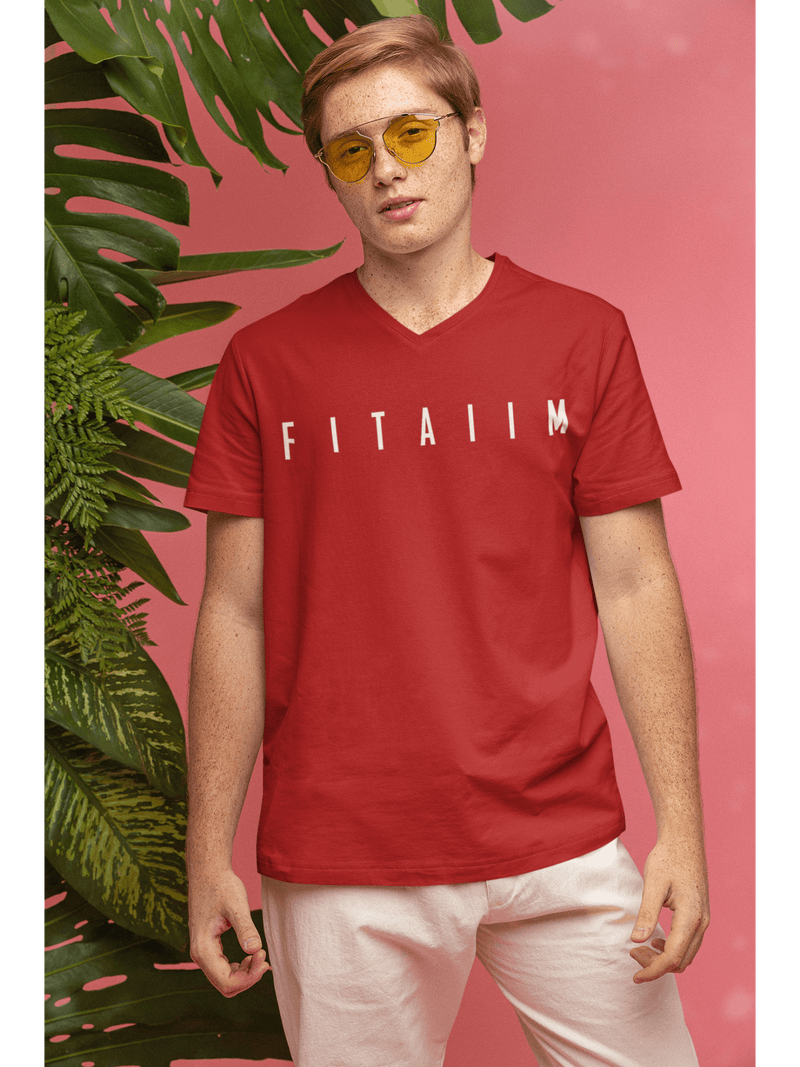 Essential V-Neck T-shirt Red - Fitaiim