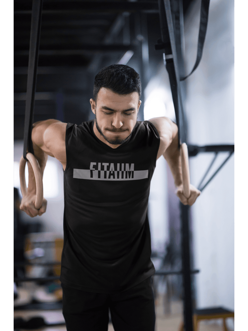 Power Round Neck Sleeveless Tank Black - Fitaiim