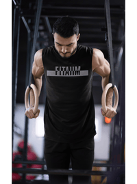 Power Round Neck Sleeveless Tank Black - Fitaiim
