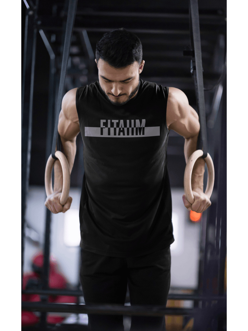 Power Round Neck Sleeveless Tank Black - Fitaiim