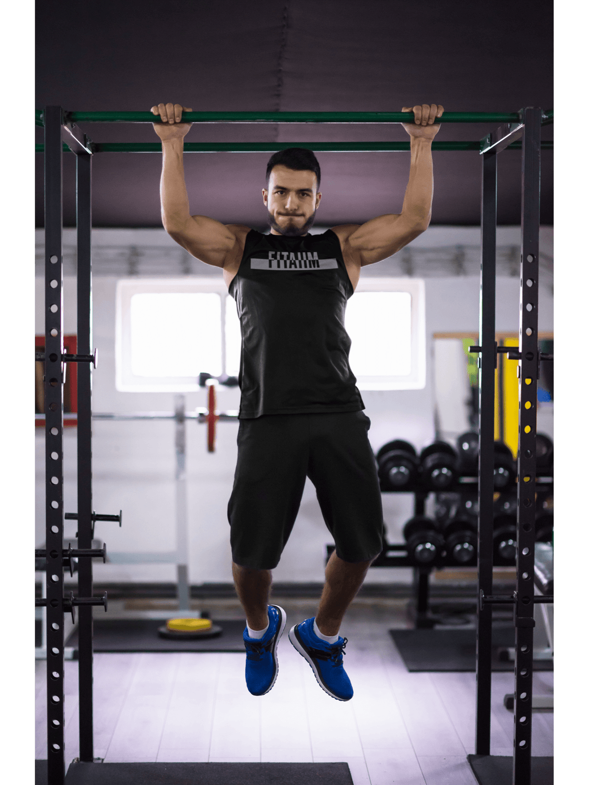 Power Round Neck Sleeveless Tank Black - Fitaiim