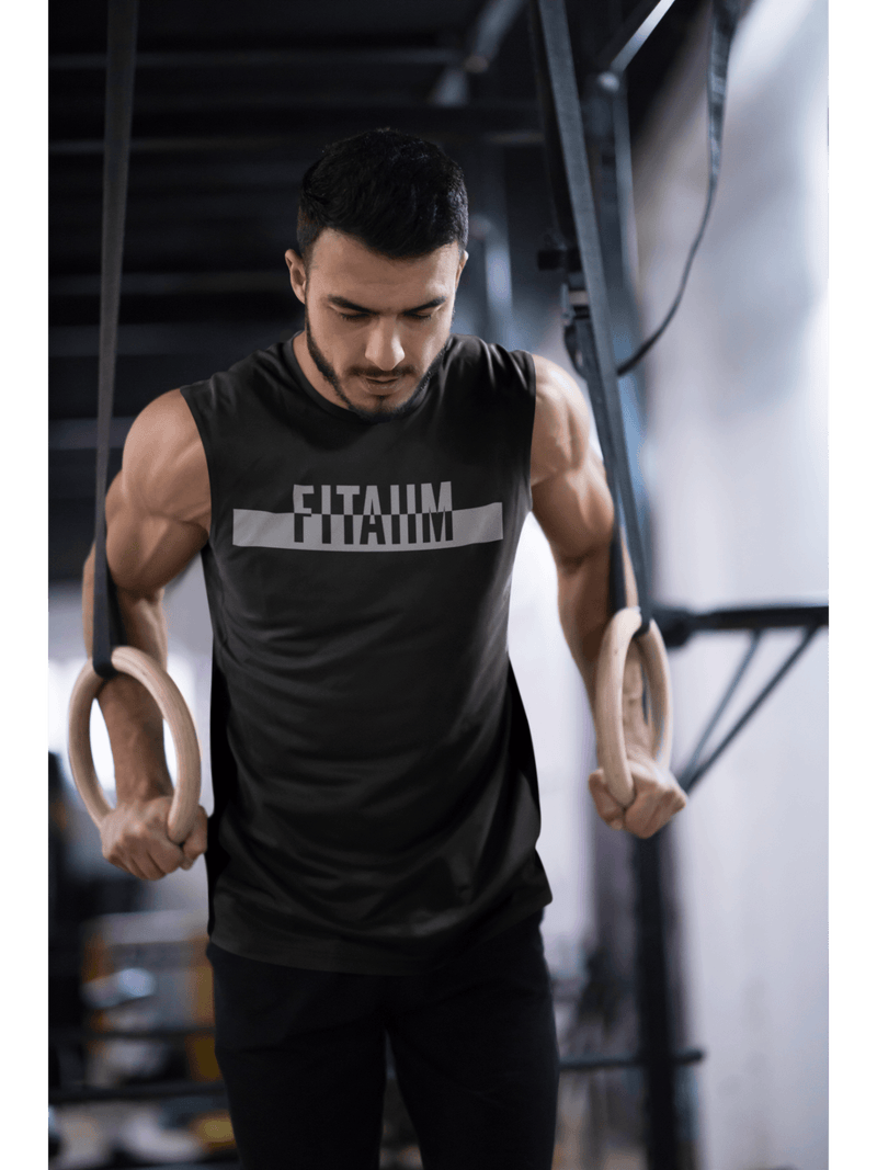 Power Round Neck Sleeveless Tank Black - Fitaiim