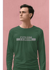 Power Round Neck Full Sleeve T-Shirt Bottle Green - Fitaiim