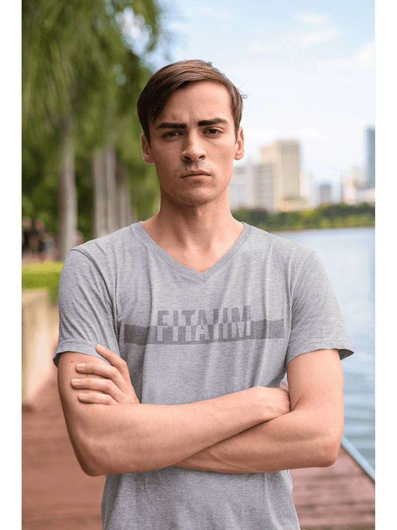 Power V-Neck T-shirt Grey - Fitaiim