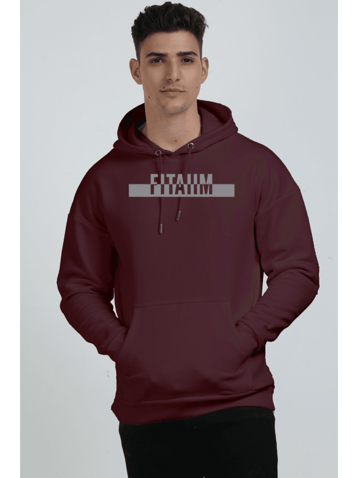 Power Oversized Hoodie Sweatshirt Maroon - Fitaiim
