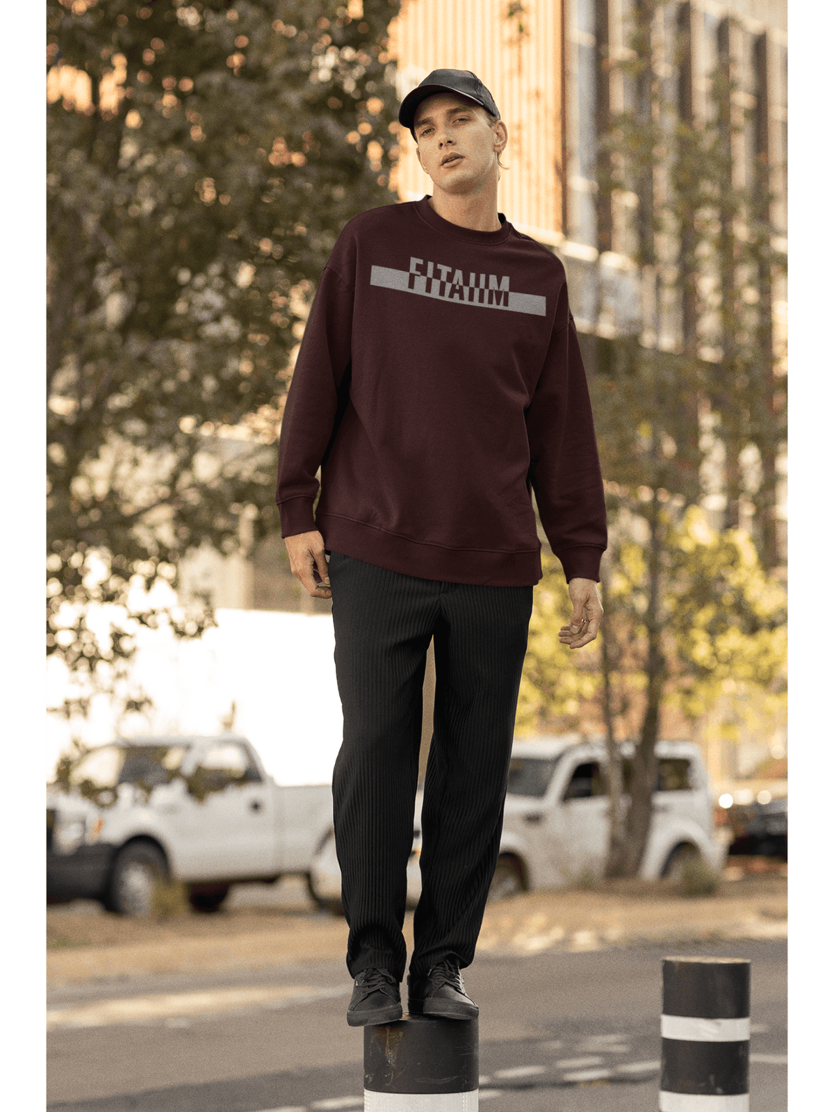 Power Oversized Sweatshirt Maroon - Fitaiim