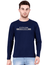 Power Round Neck Full Sleeve T-Shirt Navy Blue - Fitaiim