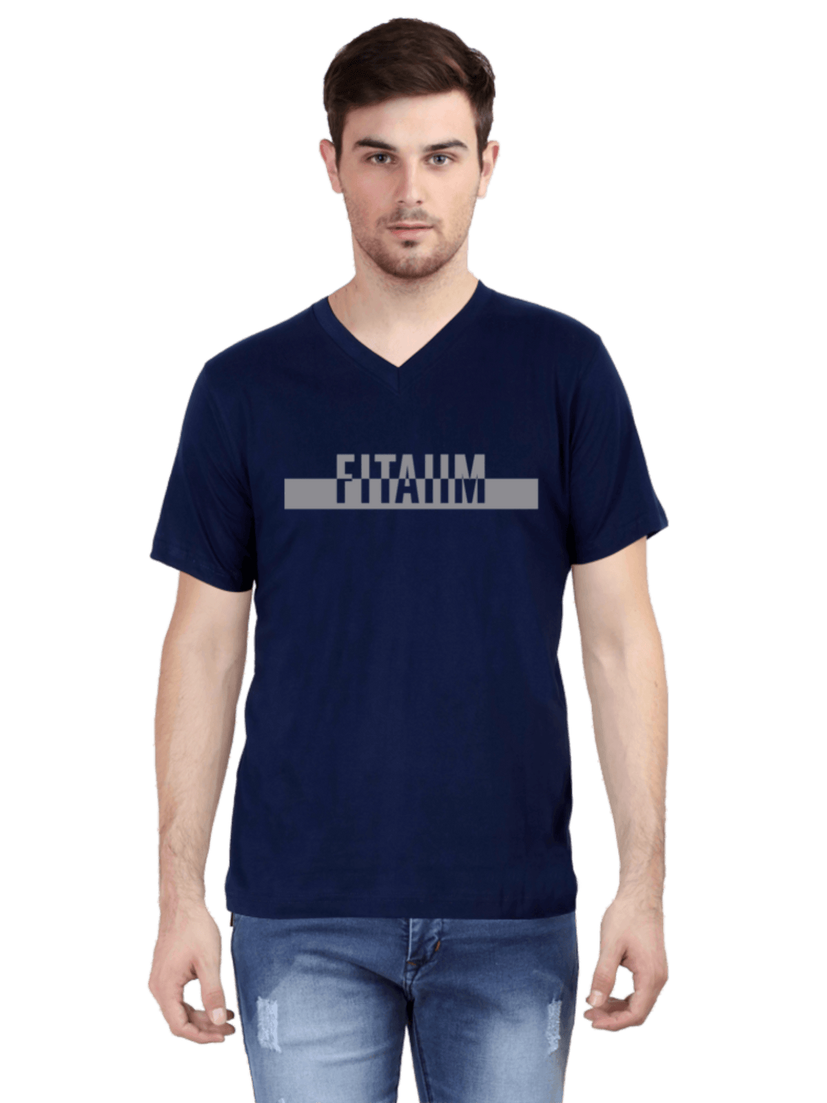Power V-Neck T-shirt Navy Blue - Fitaiim