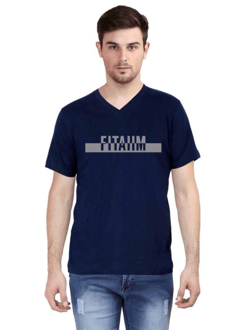 Power V-Neck T-shirt Navy Blue - Fitaiim