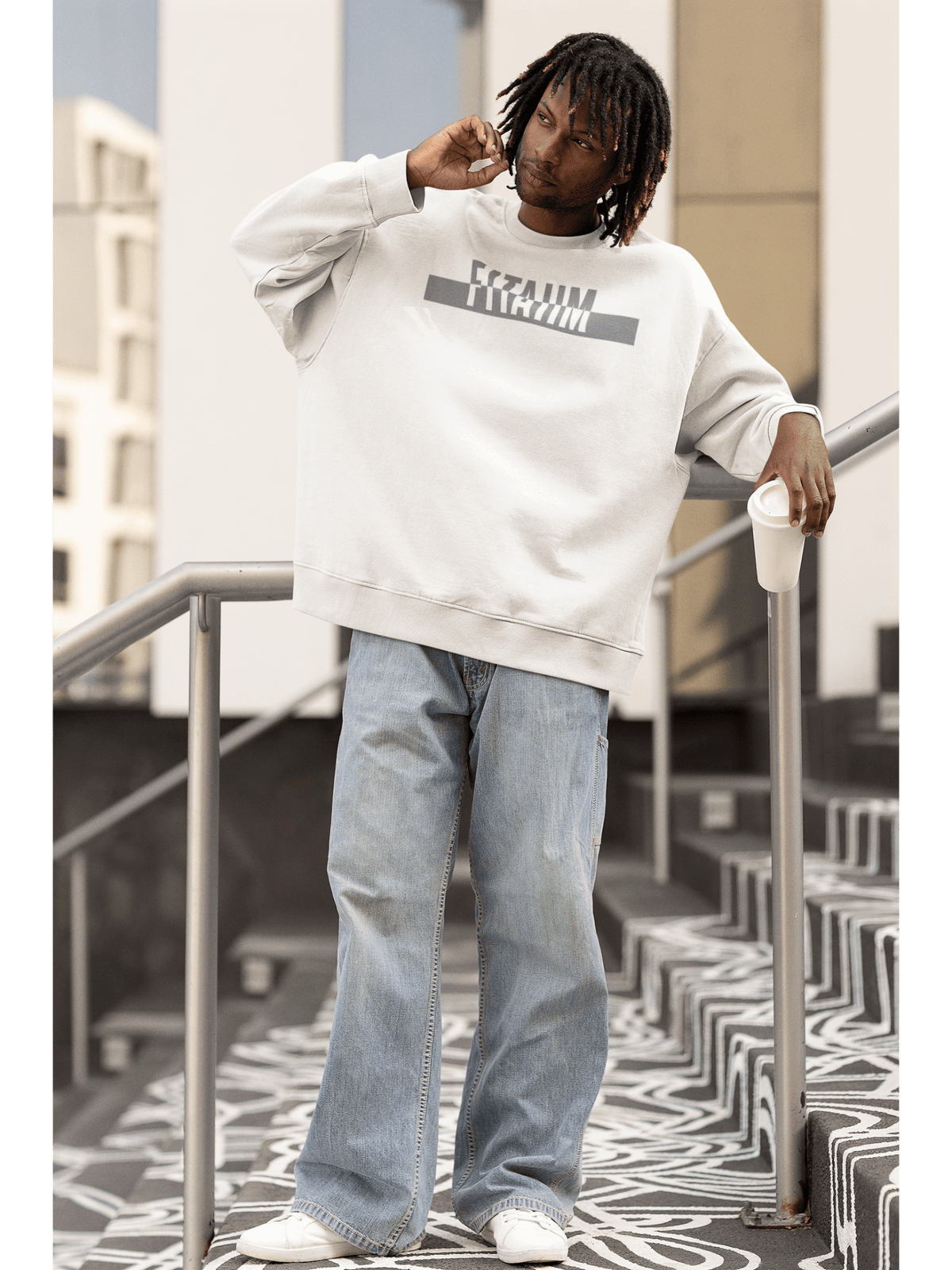 Power Oversized Sweatshirt White - Fitaiim