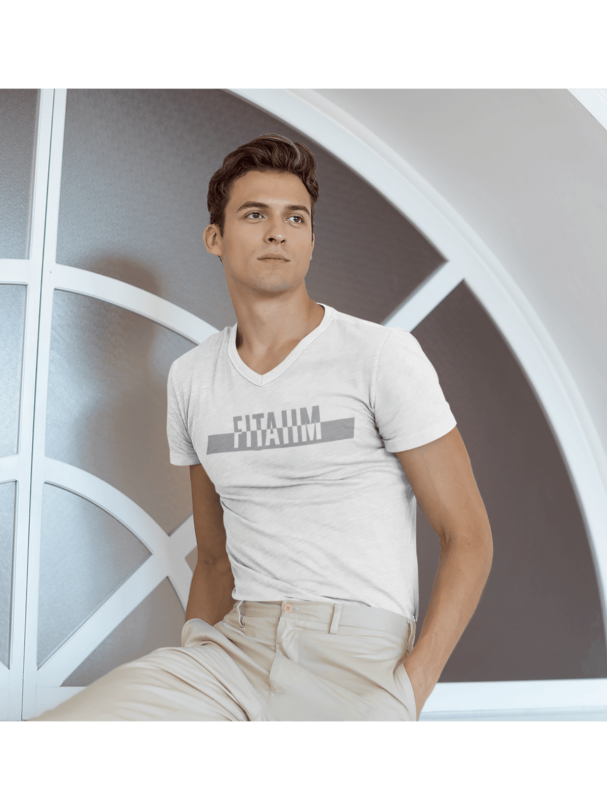 Power V-Neck T-shirt White - Fitaiim