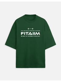 Green t-shirt with 'FITAIM' text on a white background