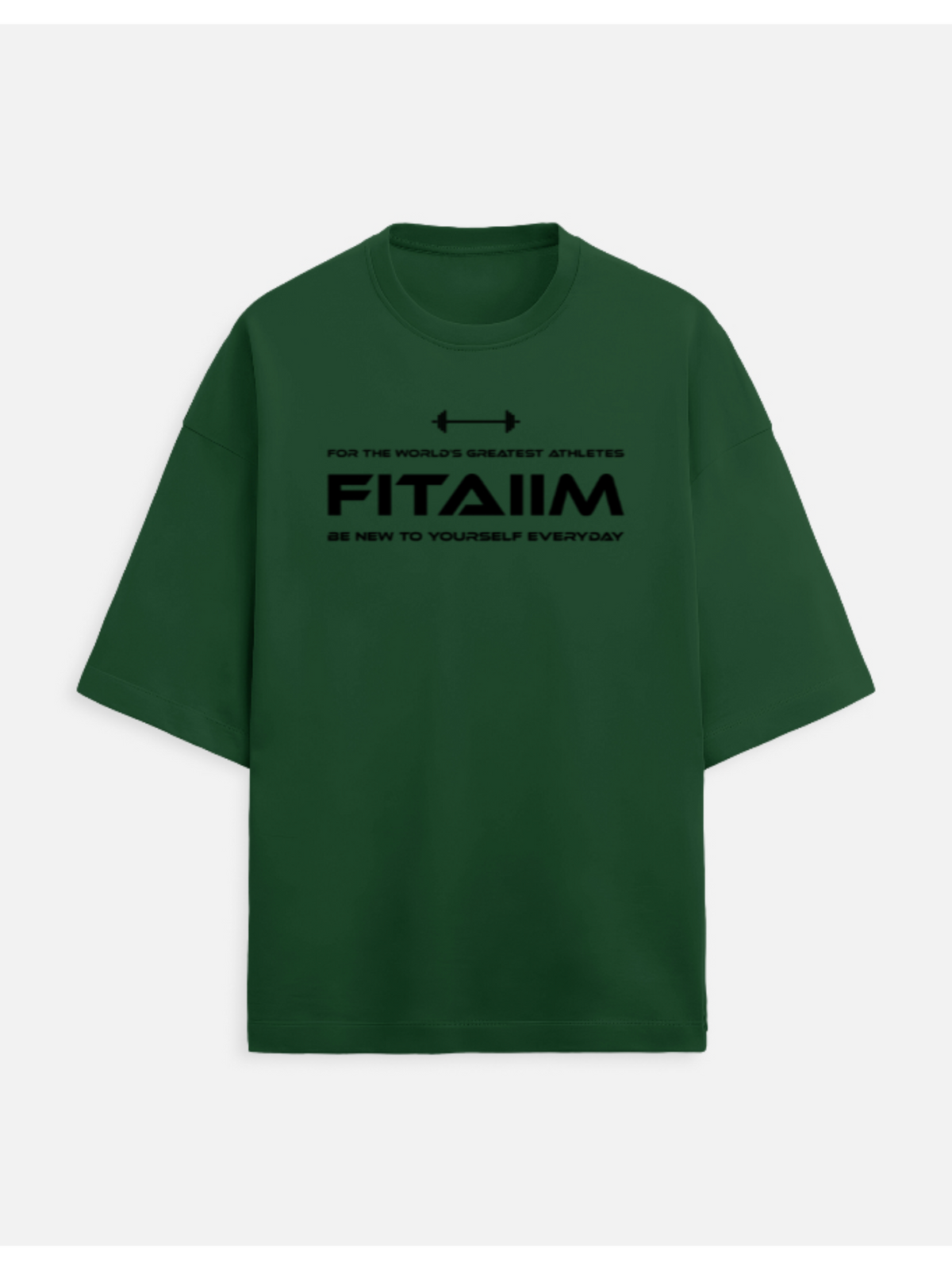 Green t-shirt with black text on a white background