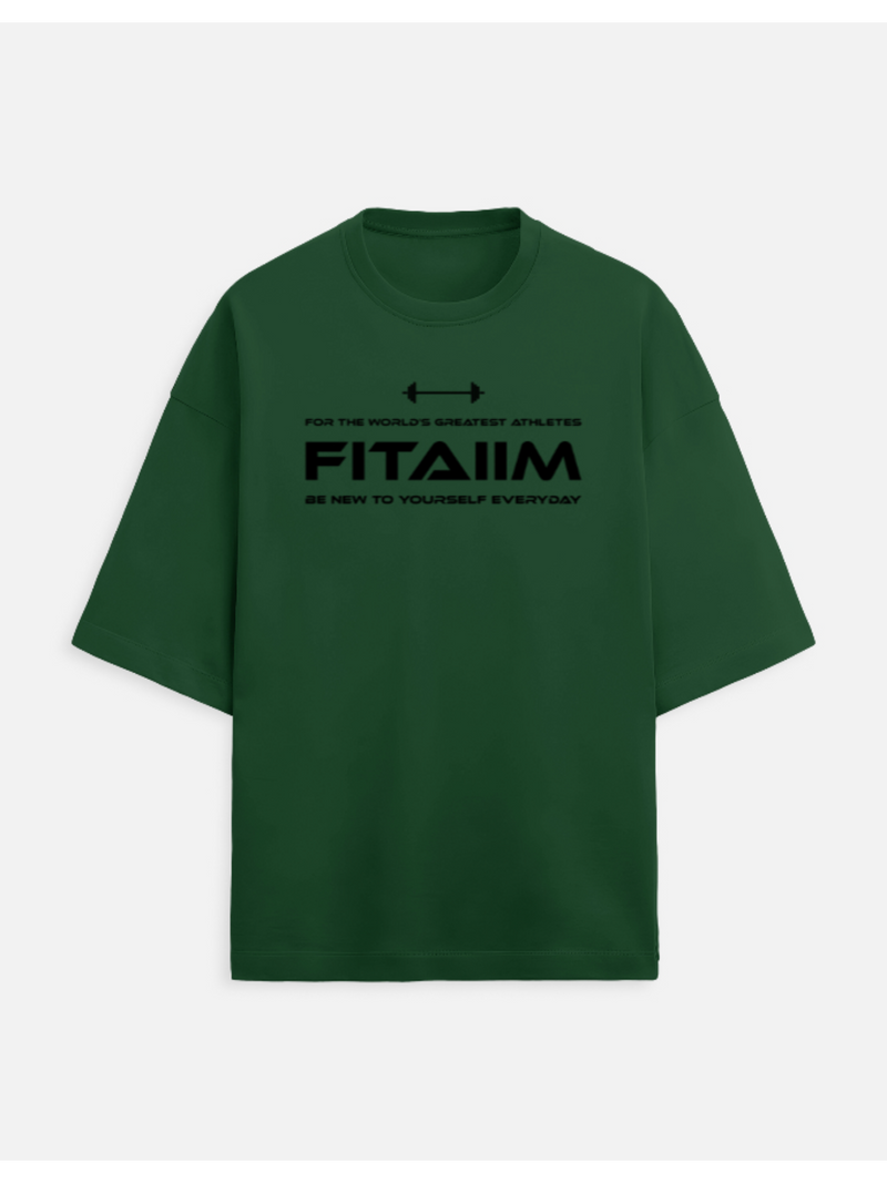 Green t-shirt with black text on a white background
