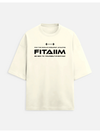 Beige t-shirt with black text on a white background