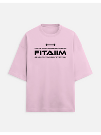 Pink t-shirt with black text on a white background