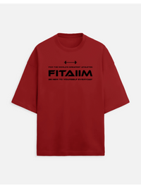 Red t-shirt with black text on a white background